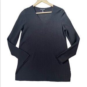 Eileen Fisher Merino Wool Ribbed Knit V-neck Sweater